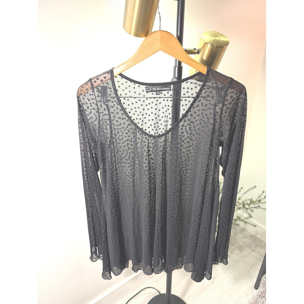 For Love & Lemons minidress sheer loose fit twiggy polkadot 60s glam layering XS